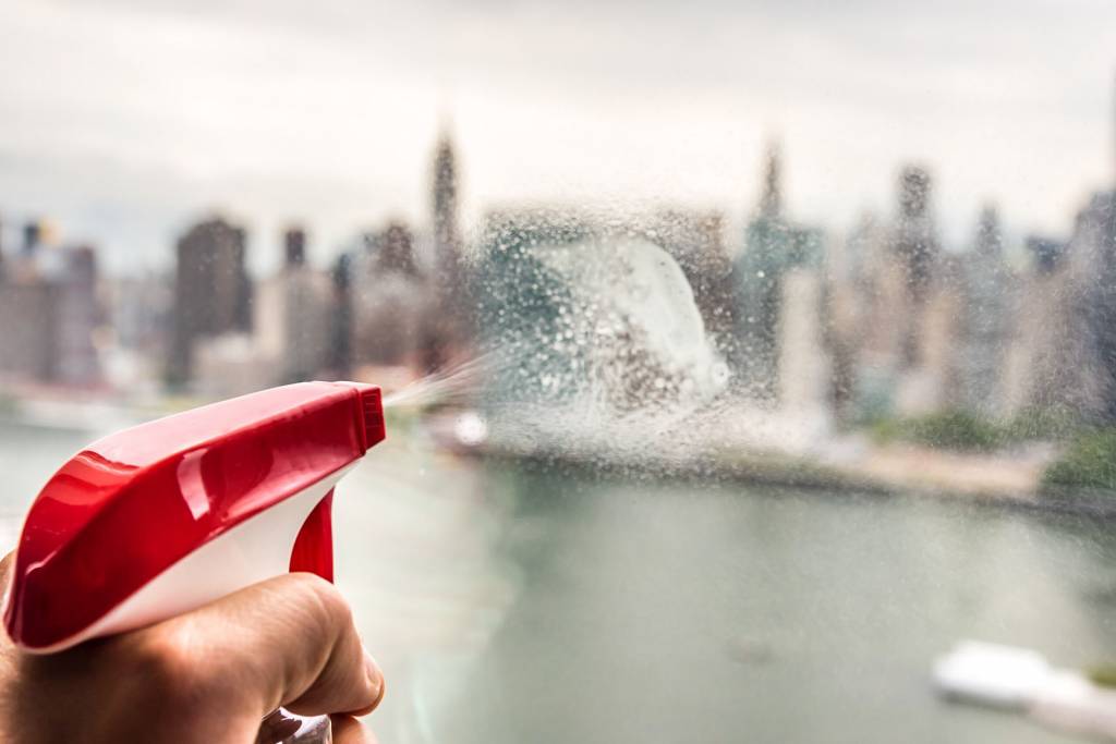 Spraying on the window